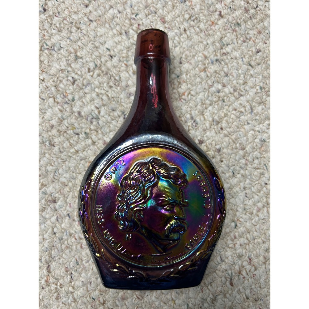 Wheaton‎ Mark Twain The Jumping Frog Iridescent Glass Bottle Collectible